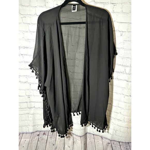 SHEIN LADIES SHEER CARDIGAN STYLE LAYERING JACKET WITH FRINGE ENDS (2XL) EUC G-2 - Picture 1 of 4